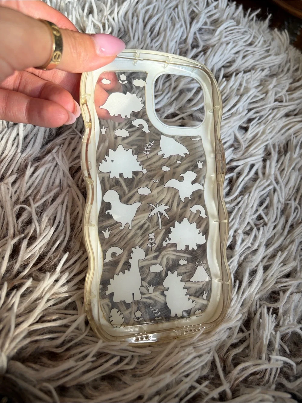 Cute Pastel Dinosaur iPhone 13 Case - White Trim